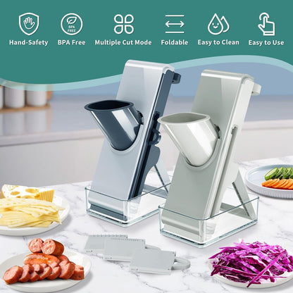 Safe Mandoline Slicer - Potato Slicer, Adjustable Vegetable Food Slicer Chopper, French Fry Cutter, Julienne Slicer, Professional 3 in 1 Chopping Artifact for Kitchen Chef Meal Prep