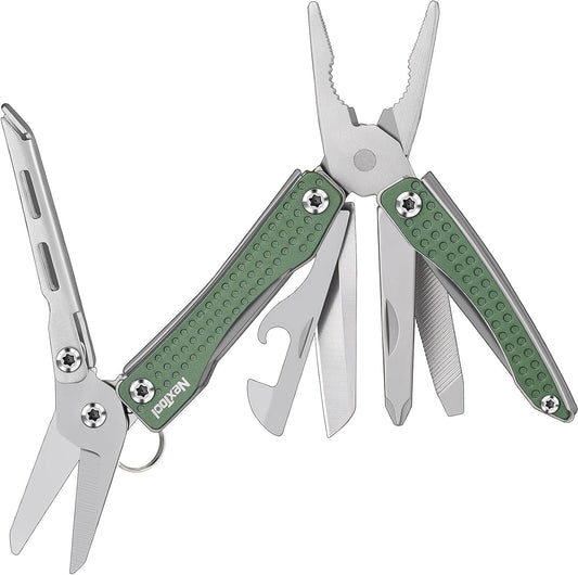 Nextool EDC Keychain Multitool, 10 in 1 Mini Pocket Knife Multi Tool with Needlenose Pliers, Scissors, Mini Useful Cool Gadgets for Men, Father's Day Gifts from Daughter-Green