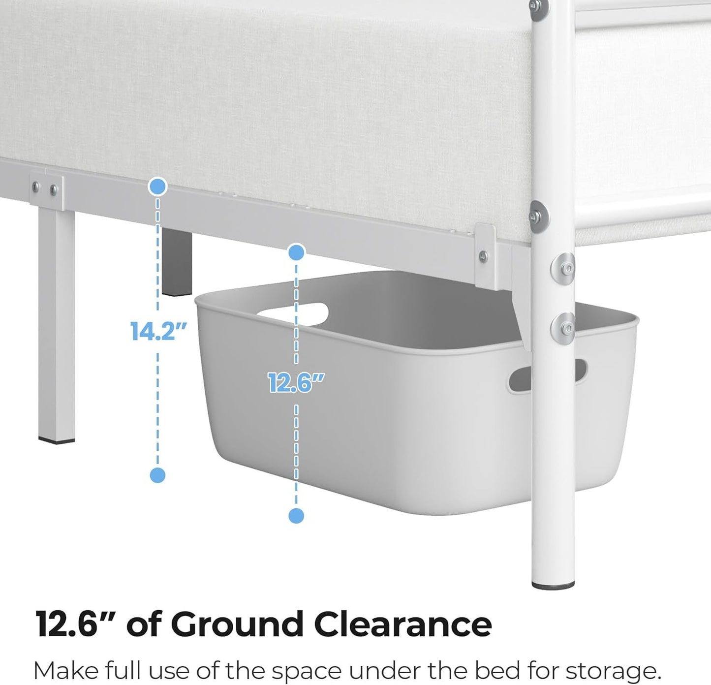 Yaheetech Metal Platform Bed Frame Mattress Foundation with Headboard and Footboard No Box Spring Needed Under Bed Storage Steel Slats White Full Size