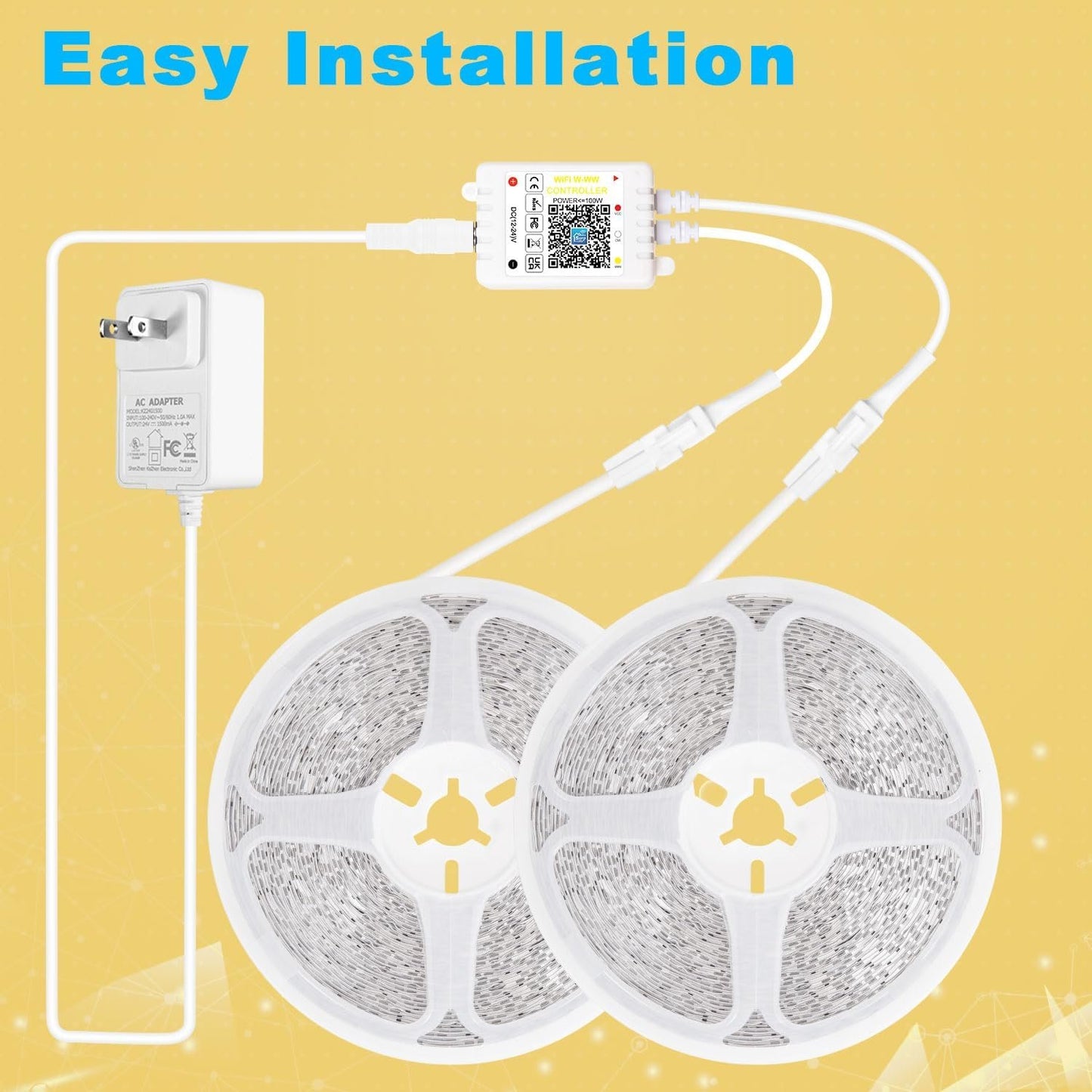 46FT White LED Light Strips 3000K-6500K, Tendist Alexa Compatible Led Strip Light Cool and Warm White Dimmable, 24V App Smart Under Cabinet Lighting with Remote, Counter Light for Kitchen, Bedroom, Mirror, Closet