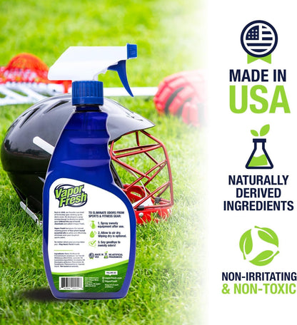 Vapor Fresh Sports Cleaner and Deodorizer, 16 Fl Oz, Hockey and Sports Gear Odor Eliminator, Boxing Glove Deodorizer, Gym Equipment Spray, Natural and Plant Based (1-Pack)