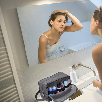 Toiletry Bag Small Nylon Dopp Kit Lightweight Shaving Bag for Men and Women (Cationic Grey)