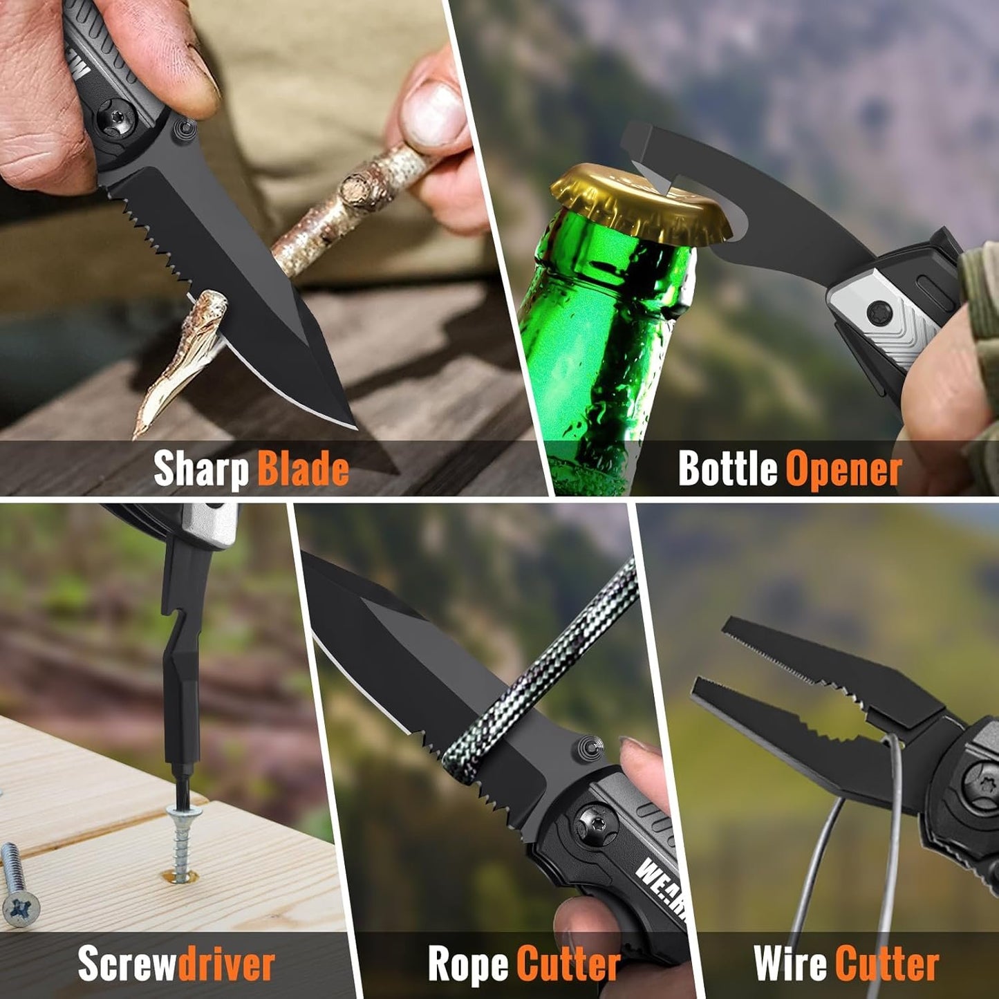 WEARXI Gifts for Men, Pocket Knife Multitool, Fathers Day Gift from Daughter Son Wife, Birthday Gift for Dad/Men/Him, Dad Gifts for Him, Cool Gadgets, Fathers Day Ideas, Camping Accessories