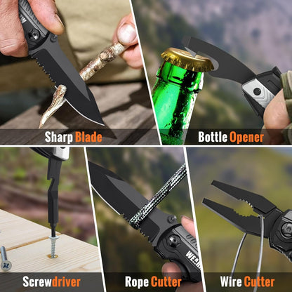 WEARXI Gifts for Men, Pocket Knife Multitool, Fathers Day Gift from Daughter Son Wife, Birthday Gift for Dad/Men/Him, Dad Gifts for Him, Cool Gadgets, Fathers Day Ideas, Camping Accessories