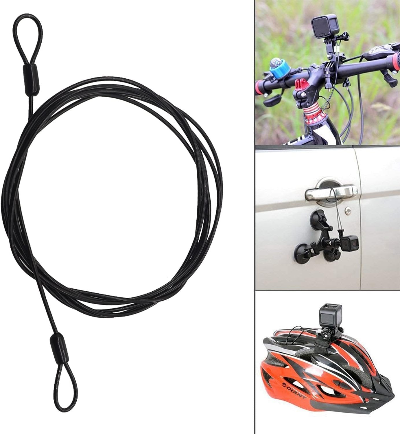 GOMRQING 100CM/3.3ft 3mm Outdoor Travel Security Cable Lock,Braided Steel Coated Safety Cable Luggage Lock,Safety Cable Wire Rope Double Loop Lightweight (2 Pack)