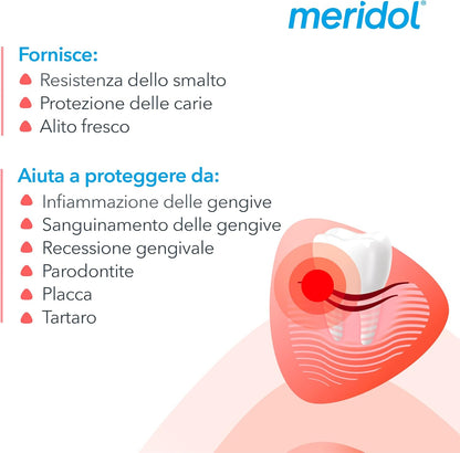 Meridol Antibacterial Mouthwash 400 ml, Soothes Irritated Gums, Protects Enamel, Fights Plaque Bacteria, Prevents Gum Bleeding, 0% Alcohol