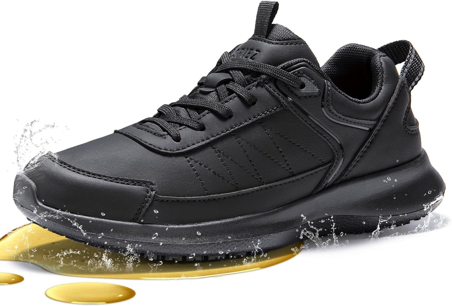 SPIEZ Womens Non Slip Shoes - SRC Certification Food Service Shoes Oilproof with Arch Support Black US6-10