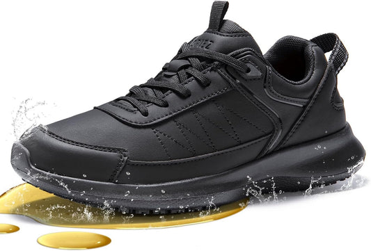 SPIEZ Womens Non Slip Shoes - SRC Certification Food Service Shoes Oilproof with Arch Support Black US6-10