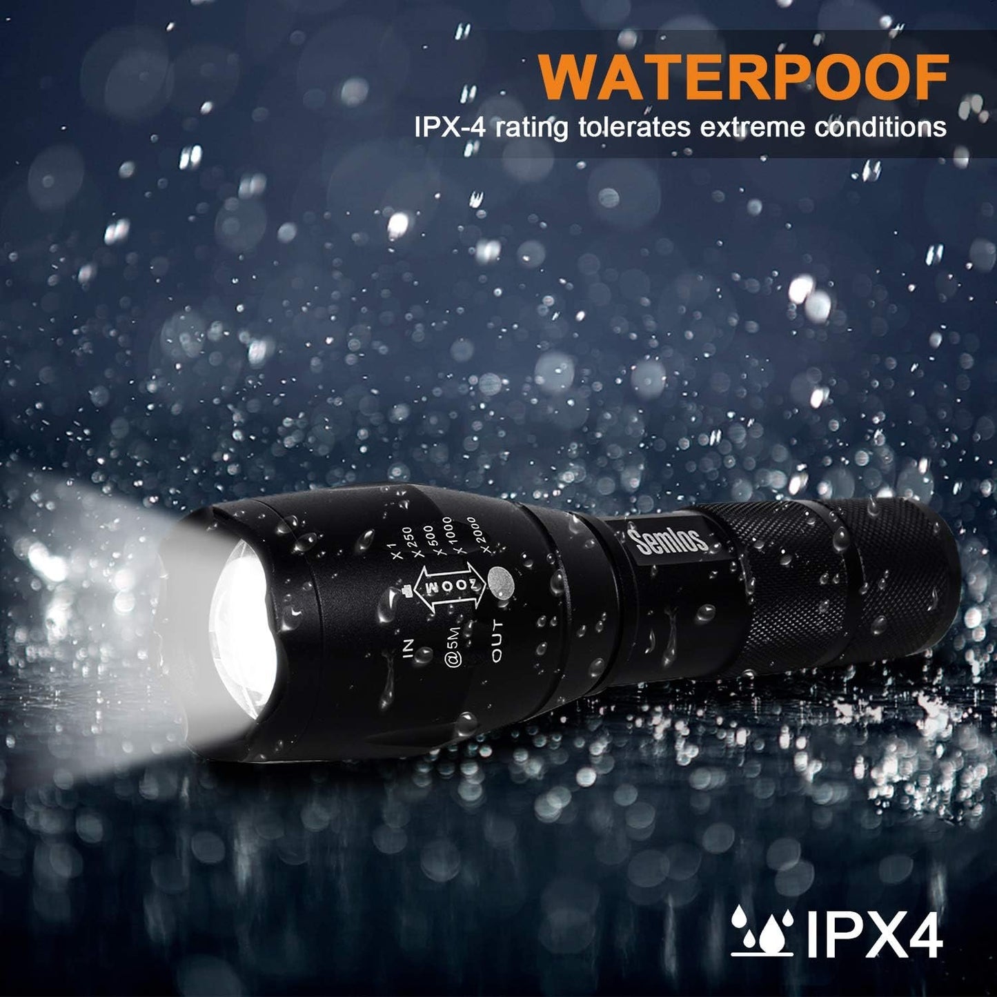 Semlos 2 Packs Rechargeable LED Flashlights, Bright Pocket Handheld Flashlights, Zoomable LED Torch, Waterproof Camping Lights for Outdoor, Emergency (Batteries Not Included)