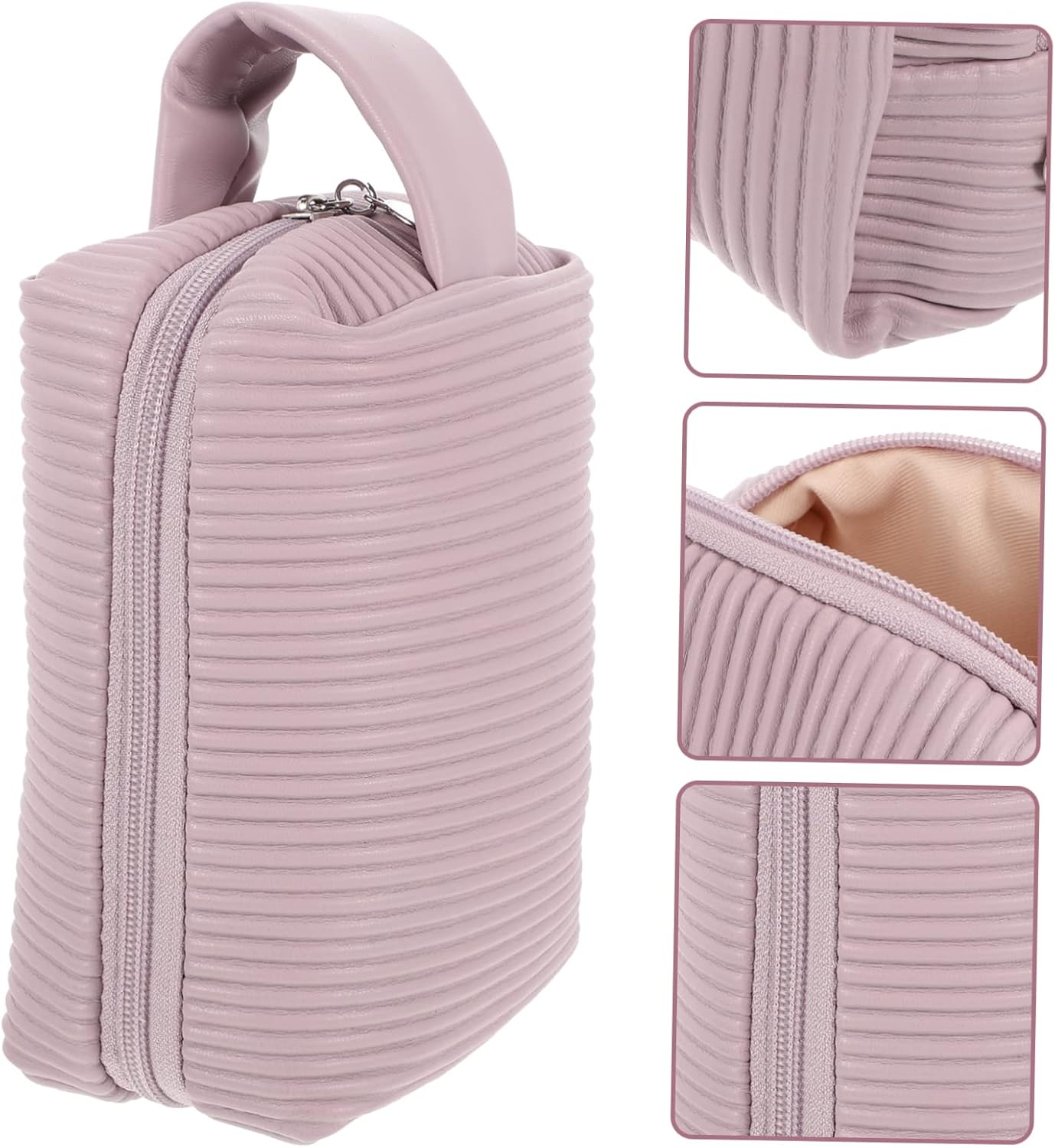 Cosmetic Bag Hand Makeup Bag Make Up Bag Bags Capacity Makeup Bag Make Up Bag Make up Bag Toiletry Bag Tote Bag for Makeup Accessory Pink Leather, pink, modern