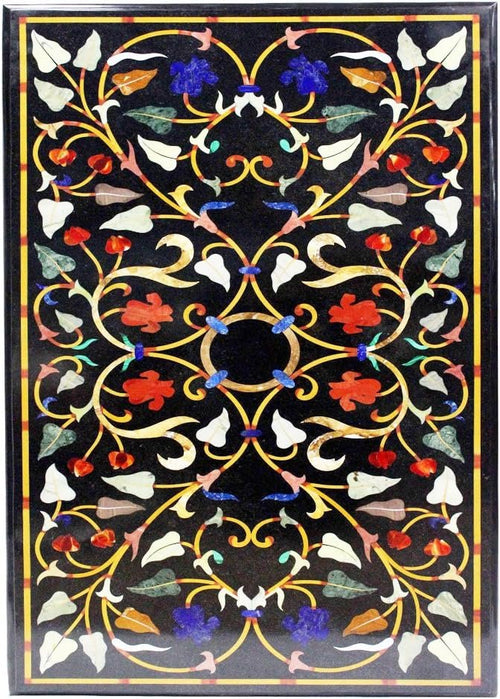 crafts look Handmade Work Black Marble Inlay Dining Table Top