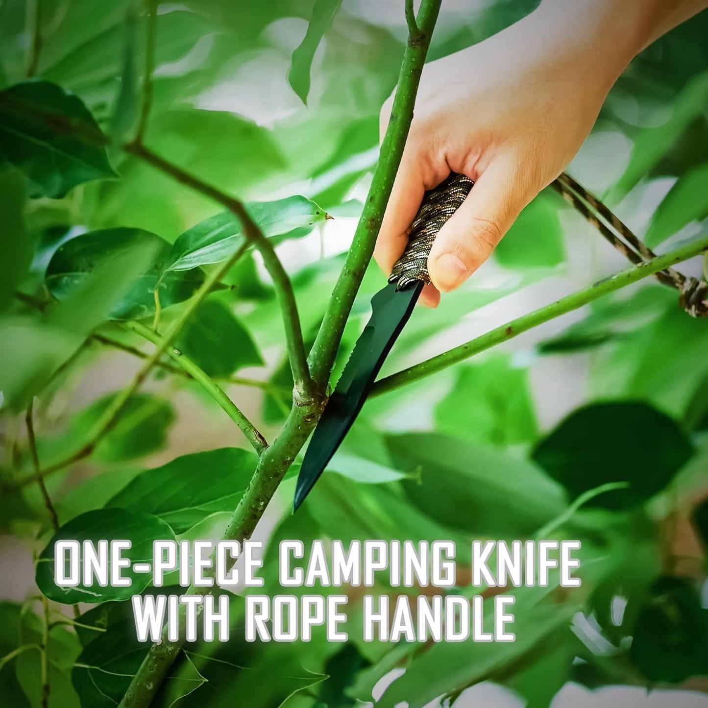 KNINE OUTDOORS Survival Shovel with Axe Set, Fixed Blade Knife, Camping Knife with Rope Handle, Folding Saw, Knife Sheathes, Hunting Knife Set of 9