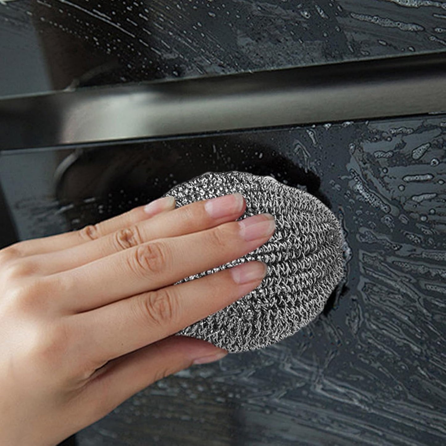 Stainless Steel Scrubber, 10 Piece Metal Kitchen Dish Scrubbing Sponges, 1.77 Inches Heavy Duty Scouring Pads for Dishwashing Pots, Pans, Sinks, Grills, Stoves, Racks, Cleaning