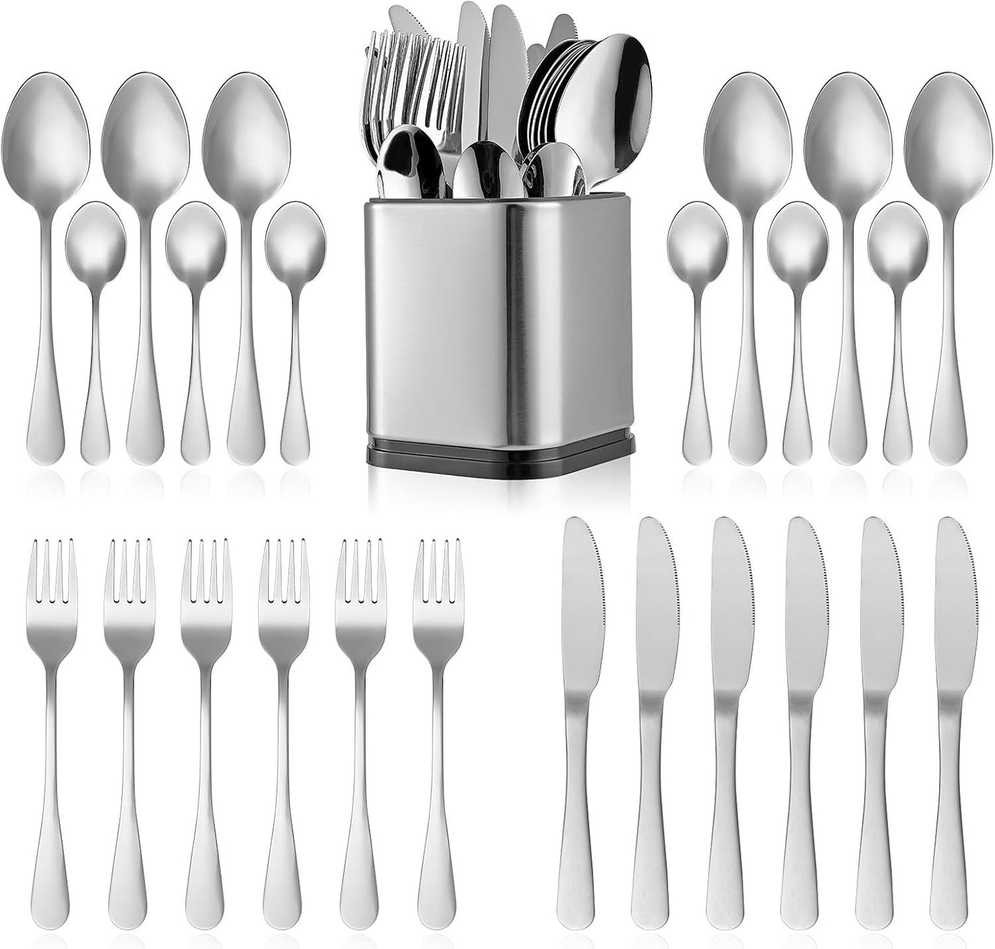 RAXCO Tableware Cutlery Set for Home and Restaurant - 24 Pieces Flatware Set with Knives, SUS304 Stainless Steel Forks Spoons Teaspoons,Anti-Rust Cutlery Service for 6