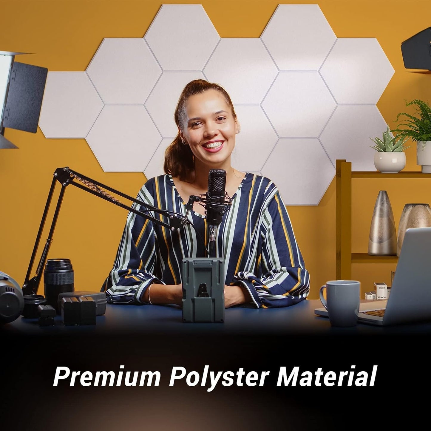 36 Pack Sound Proof Panels with Self-adhesive, TONOR High Density Hexagon Acoustic Wall Panels, Soundproofing Panels for Recording, Podcasting, Home Office, Streaming, 12"x 10"x 0.4",White
