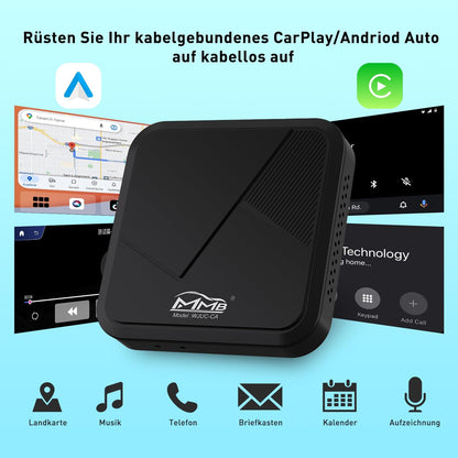 MMB Wireless CarPlay/Android Car Adapter Wireless 2 in 1 Converts Wired to Wireless Compatible with iOS 10+ and Android 11.0+, for Vehicles with Carplay/Android Car Wired