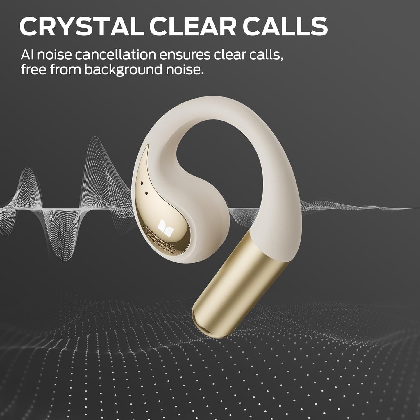 Monster Open Ear AC335 Headphones, Bluetooth 5.4 Wireless Headphones with Stereo Sound, 24H Playback, Crystal Clear Calls, Stylish Rotating Case with Lanyard, Sweat Resistant Open Ear Wireless Earbuds