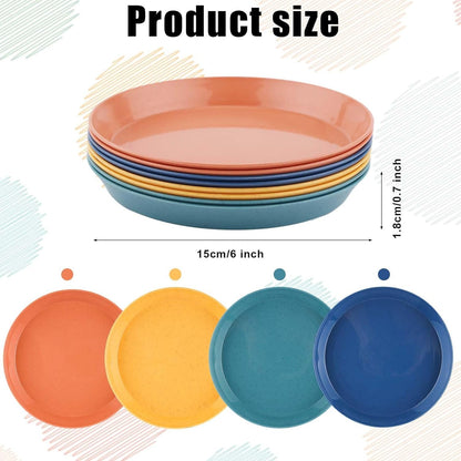 8pcs Cat Food Bowls, 6 inch Whisker Fatigue Cat Bowls for Food and Water Wheat Straw Shallow Wide Cat Dish Plates Colorful Kittens Wet Feeding Watering Tray for Pet Cats Dogs