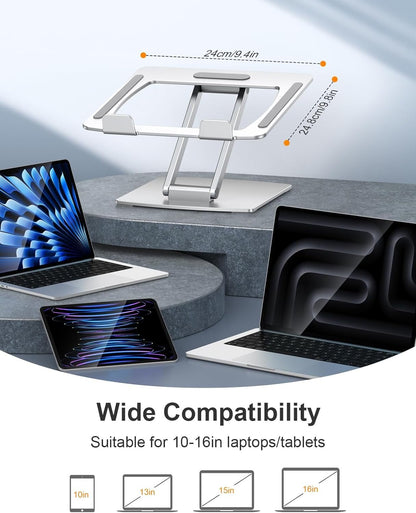 Niweya Laptop Stand for Desk, Adjustable Computer Stand, Aluminum Ergonomic Laptop Riser Holder Mount for Good Posture, Ventilated Cooling & Portable, for MacBook Air/Pro, All Notebooks 10-16