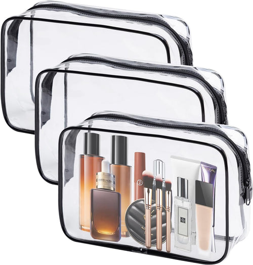 TSA Toiletry Bag -3 Pack Clear Makeup Bag Quart Size Bags, H HOME-MART Travel Makeup Cosmetic Bag for Women, Carry on Airport Airline CompliantBag