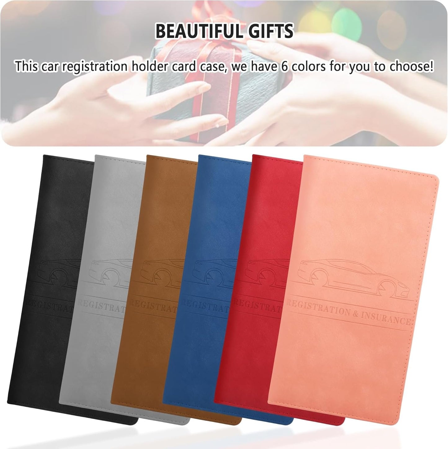 Car Registration and Insurance Holder,PU Leather Car Document Holder Car Glove Box Organizer for ID Cards,Driver's License,Universal Car Organizer Car Accessories for Women/Men (Black)
