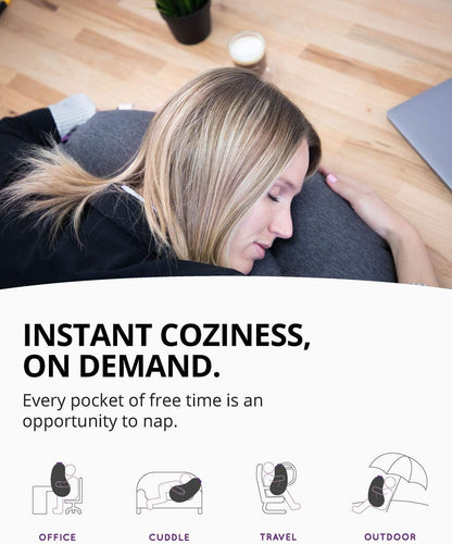 DesignNest Aubergine Pillow, Comfort in a Puff, Inflatable Ergonomic Hug Friendly, Compact Lightweight, for Napping, Lounging, Camping, Home & Travel Pillow, Dorm Decor, Grey