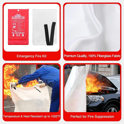Liwes Emergency Fire Blanket,Fire Extinguishers Tent Boat Emergency Blanket Survival Fire Shelter Safety for Home, School, Fireplace, Grill, Car, Office, Warehouse (39.4" x 39.4") (1-Pack)