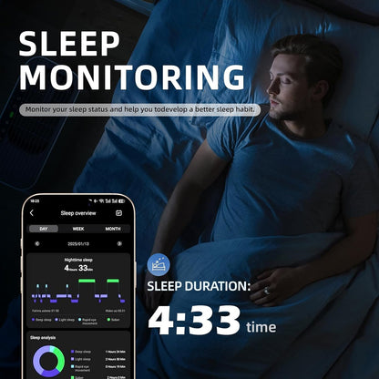 2025 Smart Ring, Sports AI, Sleep Recorder, Wearable Fitness Record Smart Ring, Compatible with Android/iPhone (Grey, 8#)