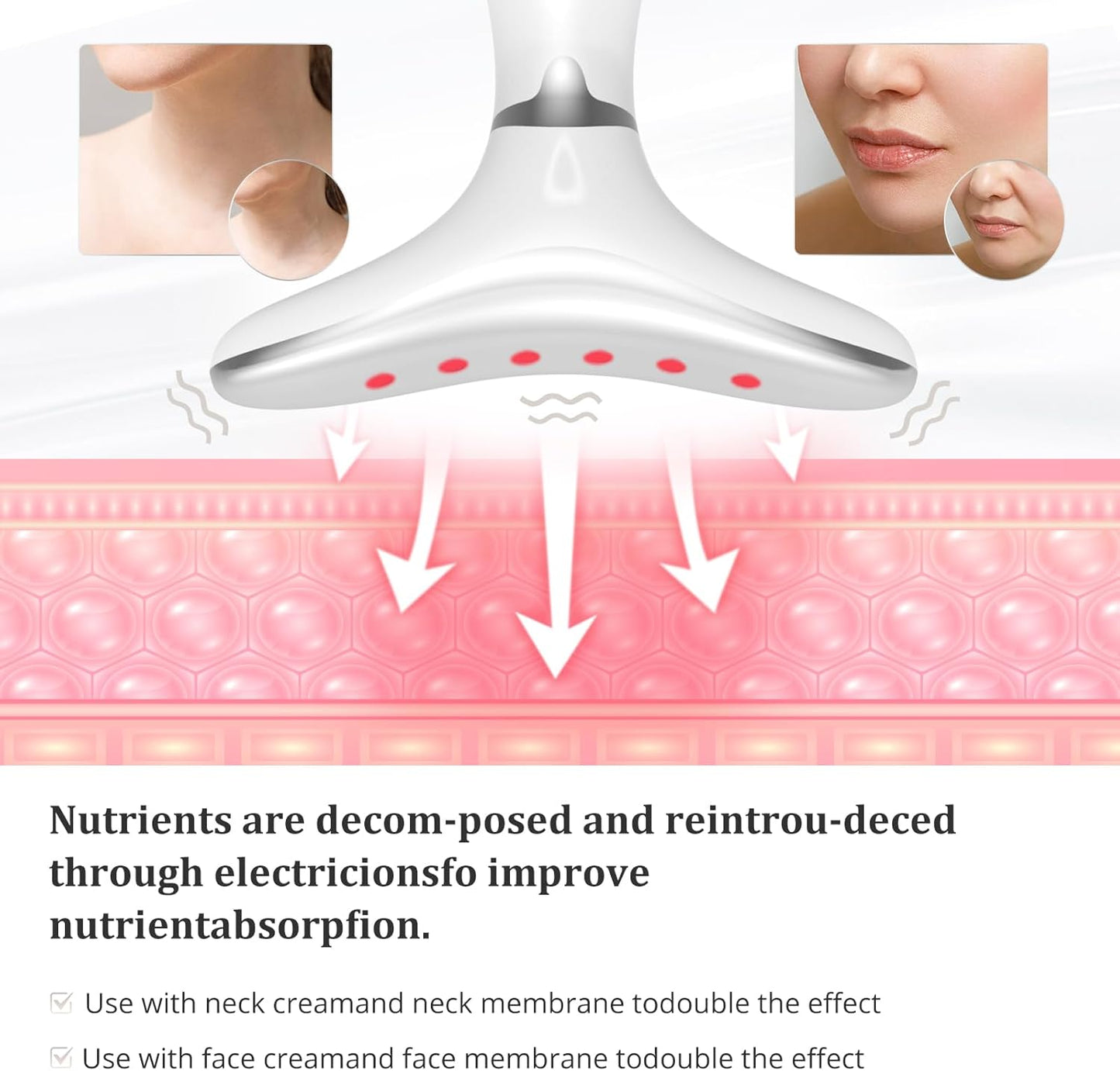 Aristorm Facial Massager for Face and Neck, 3 Color Modes Facial Massager Device，Neck Face Beauty Device with Vibrating, Warming Function ，at-Home Face Tool for Skin Care, Pearl White