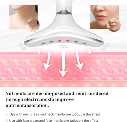 Aristorm Facial Massager for Face and Neck, 3 Color Modes Facial Massager Device，Neck Face Beauty Device with Vibrating, Warming Function ，at-Home Face Tool for Skin Care, Pearl White