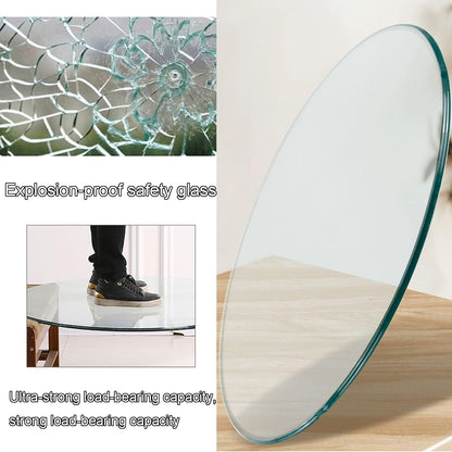 Round Tempered Glass Dining Table, Crystal Clear Tabletop for Dining Room, disponibile in 35 cm, 55 cm, 68 cm, 80 cm, 100 cm, dimensioni stilish Glass Table for Home Decor
