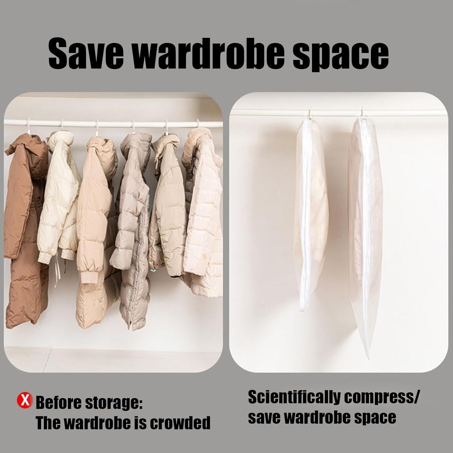Sealed Bags, Garment Bags, Space Saving Dust Resistant Laundry Solution Neat Organization Extra Capacity Lightweight Design, Clothing Cover for Outdoor Trips, Travel Packing