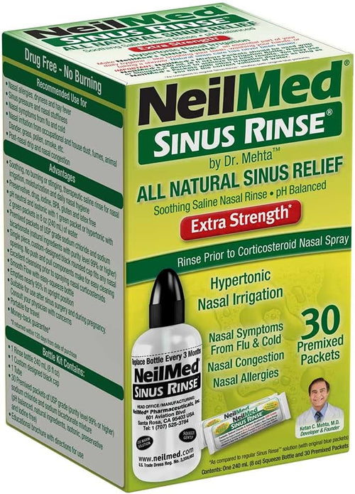 NeilMed Sinus Rinse Extra Strength Hypertonic Kit with 30 Premixed Packets