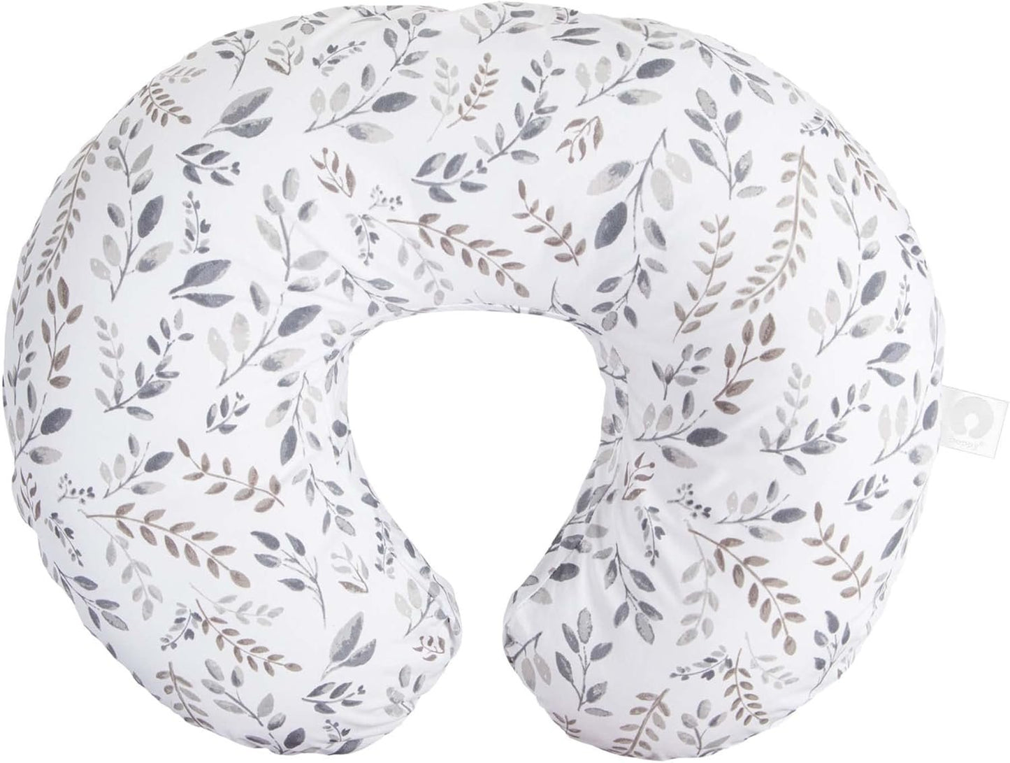 Boppy Nursing Pillow and Positionerâ€”Original | Gray Taupe Watercolor Leaves | Breastfeeding, Bottle Feeding, Baby Support | with Removable Cotton Blend Cover | Awake-Time Support