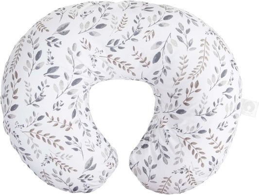 Boppy Nursing Pillow and Positionerâ€”Original | Gray Taupe Watercolor Leaves | Breastfeeding, Bottle Feeding, Baby Support | with Removable Cotton Blend Cover | Awake-Time Support