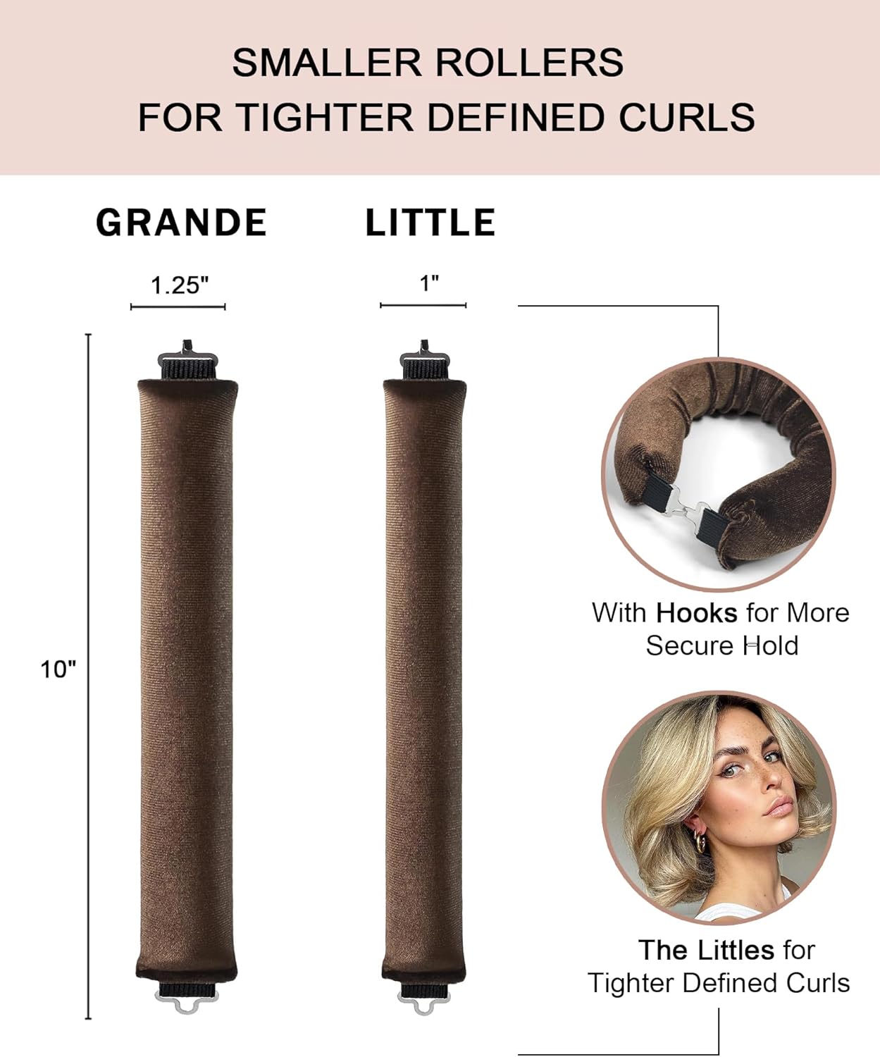 YOSHUYUKI Velvet Overnight Curls Heatless Hair Curler No Heat Satin Heatless Curling Rods Foam Sponge Hair Rollers for Short Long Hair to Sleep in Care Styling Tools - Brown