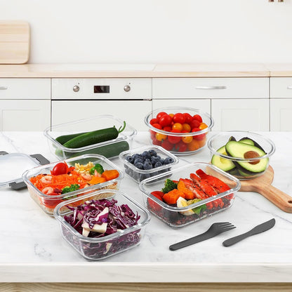 VERONES 24 Pieces Glass Food Storage Containers Set, Airtight Glass Lunch Containers, Glass Meal Prep Containers with Lids,Exclusive of BPA, for Microwave, Oven, Freezer & Dishwasher Friendly,Grey