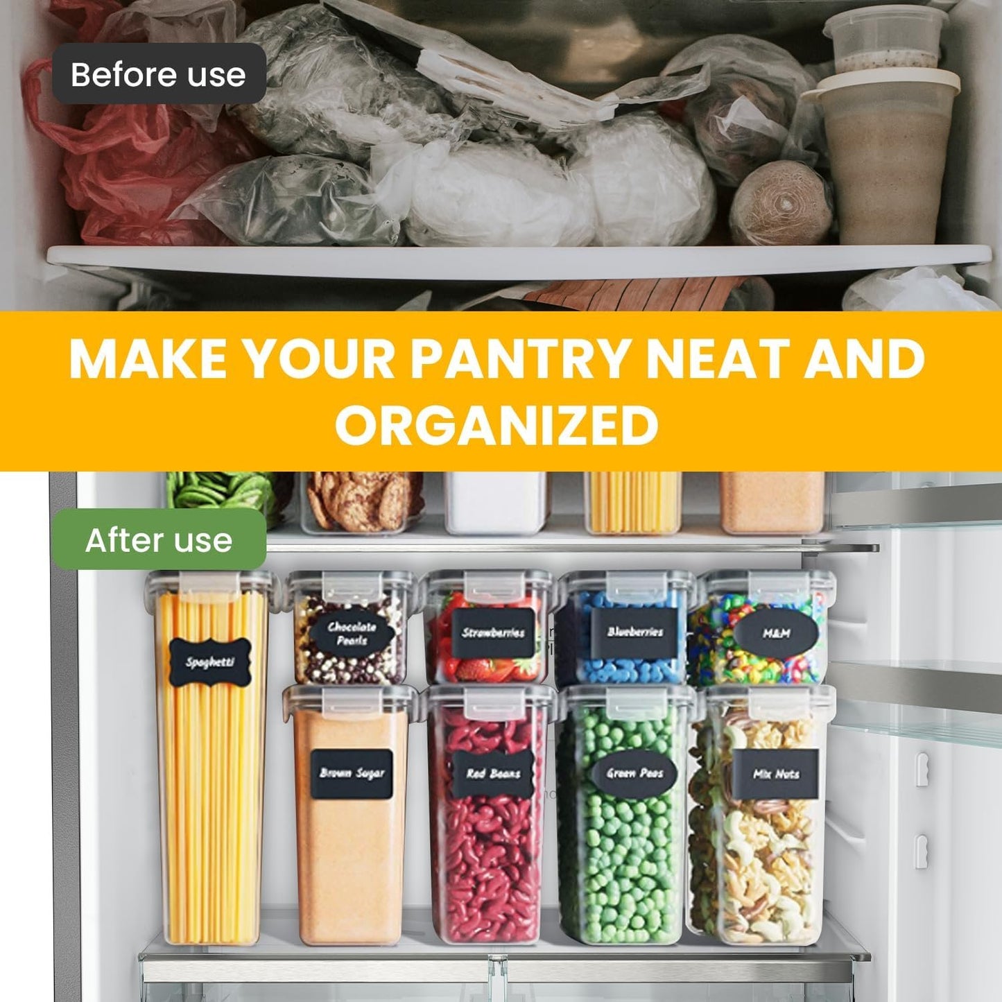 Necomi 42 Pack Airtight Food Storage Containers Set, BPA Free Leak-Proof Kitchen Pantry Organizations, Kitchen Canisters Set, Seal for Flour & Dry Foods, Cereal Storage Containers (42)