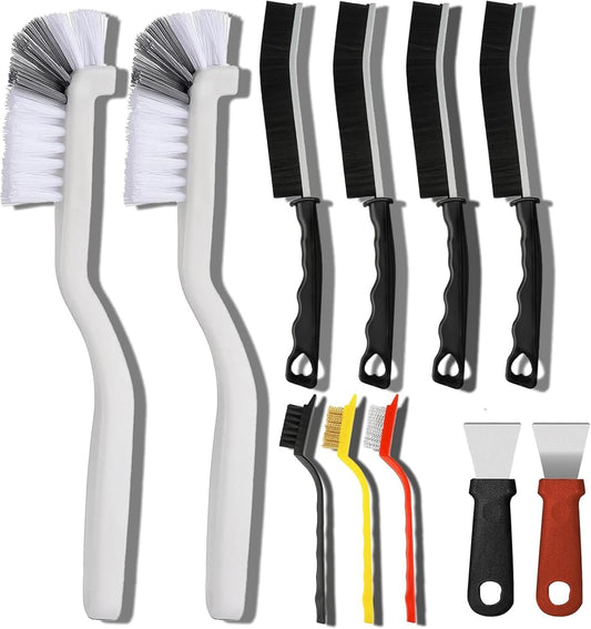 TIAMORK 11PCs Crevice Cleaning Brushes,Scrub BrushToliet Cleaner,Grout Brush Set Clean Tools forGroove Corner, Home Essentials, Hard BristleCleaning Supplies for Kitchen, Bathroom andToilet