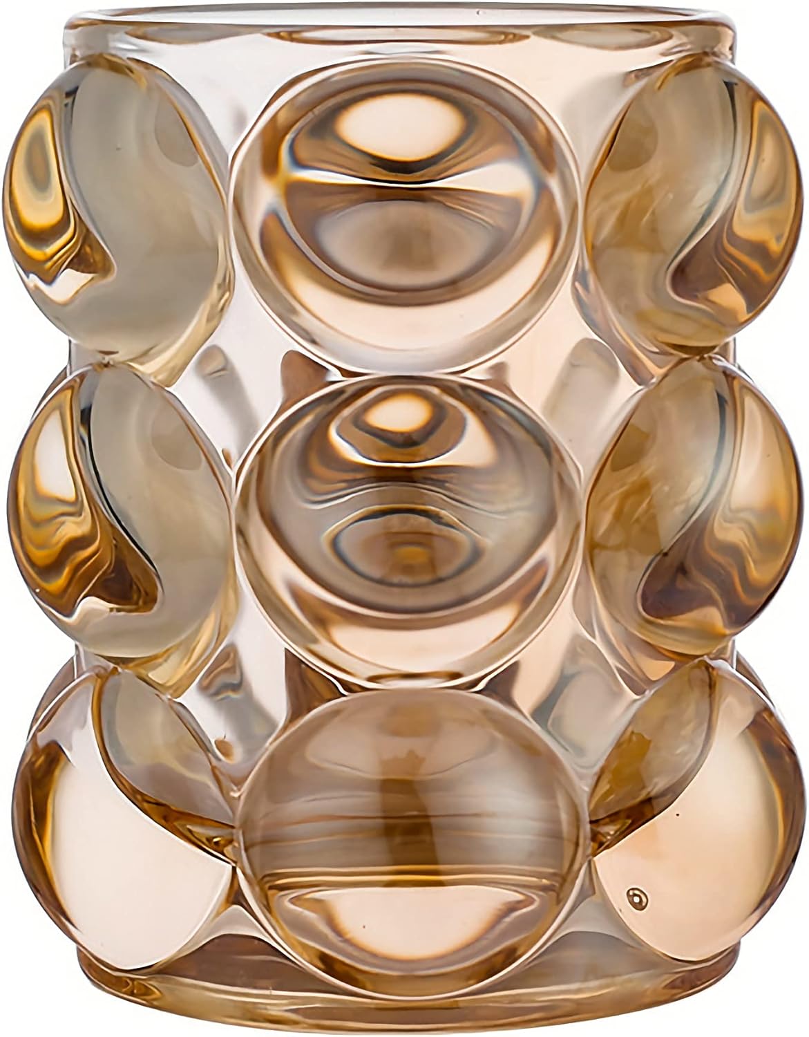 Pen Pencil Container Multi-Purpose Bubble Design Glassware Comb Makeup Brush Holder Office Desk Accessories Storage Cosmetic Tools Organizer Cup (Amber)