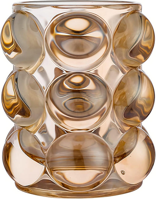 Pen Pencil Container Multi-Purpose Bubble Design Glassware Comb Makeup Brush Holder Office Desk Accessories Storage Cosmetic Tools Organizer Cup (Amber)