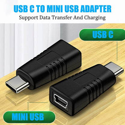 5Pack Mini USB to USB C Adapter, tunghey Mini USB Female to USB C Male Convert Charging & Data Sync Compatible with Galaxy S10 S9 S8 Plus Note 9 8, V40 V35 V30 V20 G7 G6 G5,Mo-to Z2 Z3