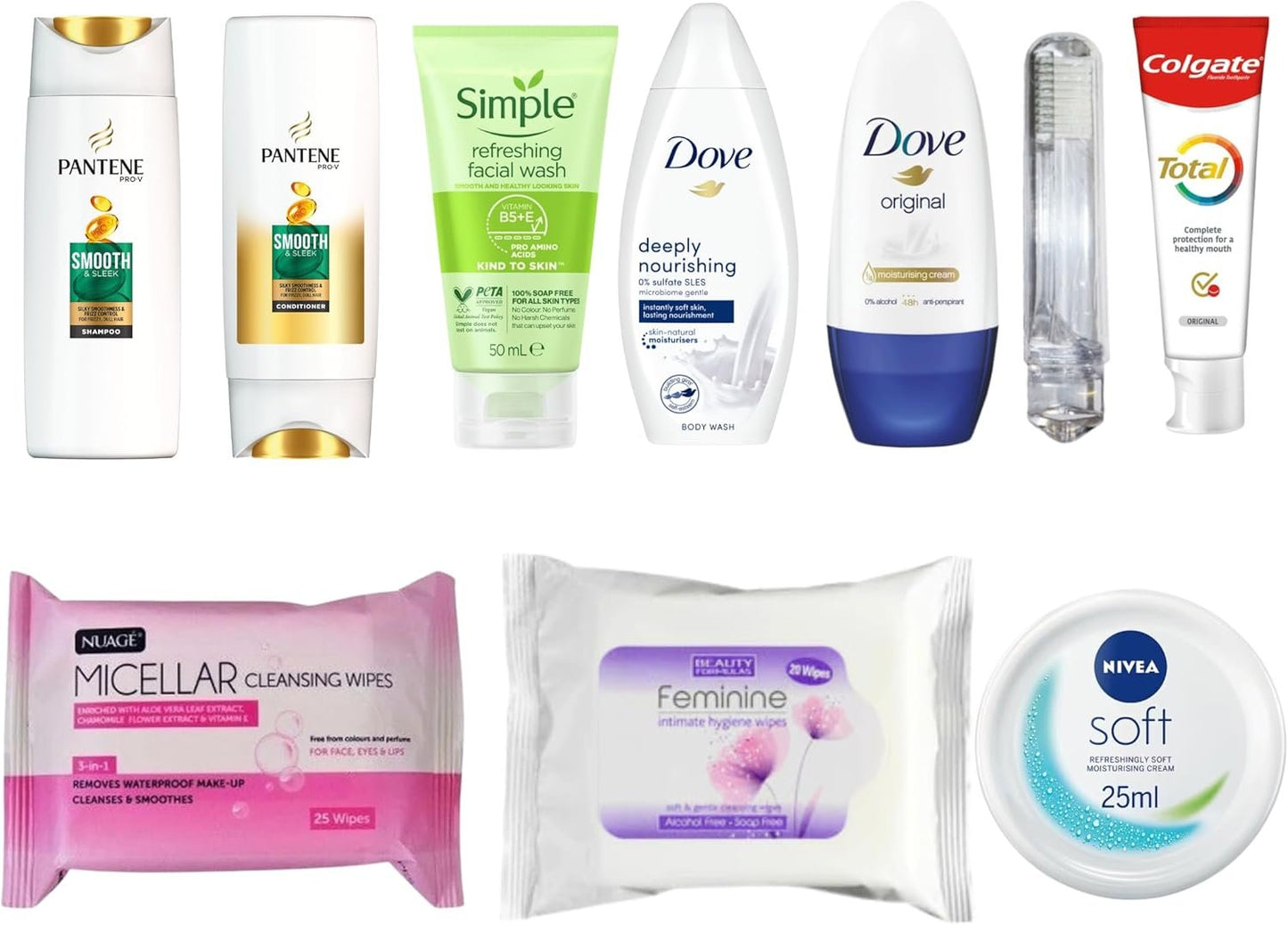 Travel Toiletries Set for Women - Mini Kit, Essentials for Hospital Stay, Maternity, Airport Security Approved Liquids - Clear