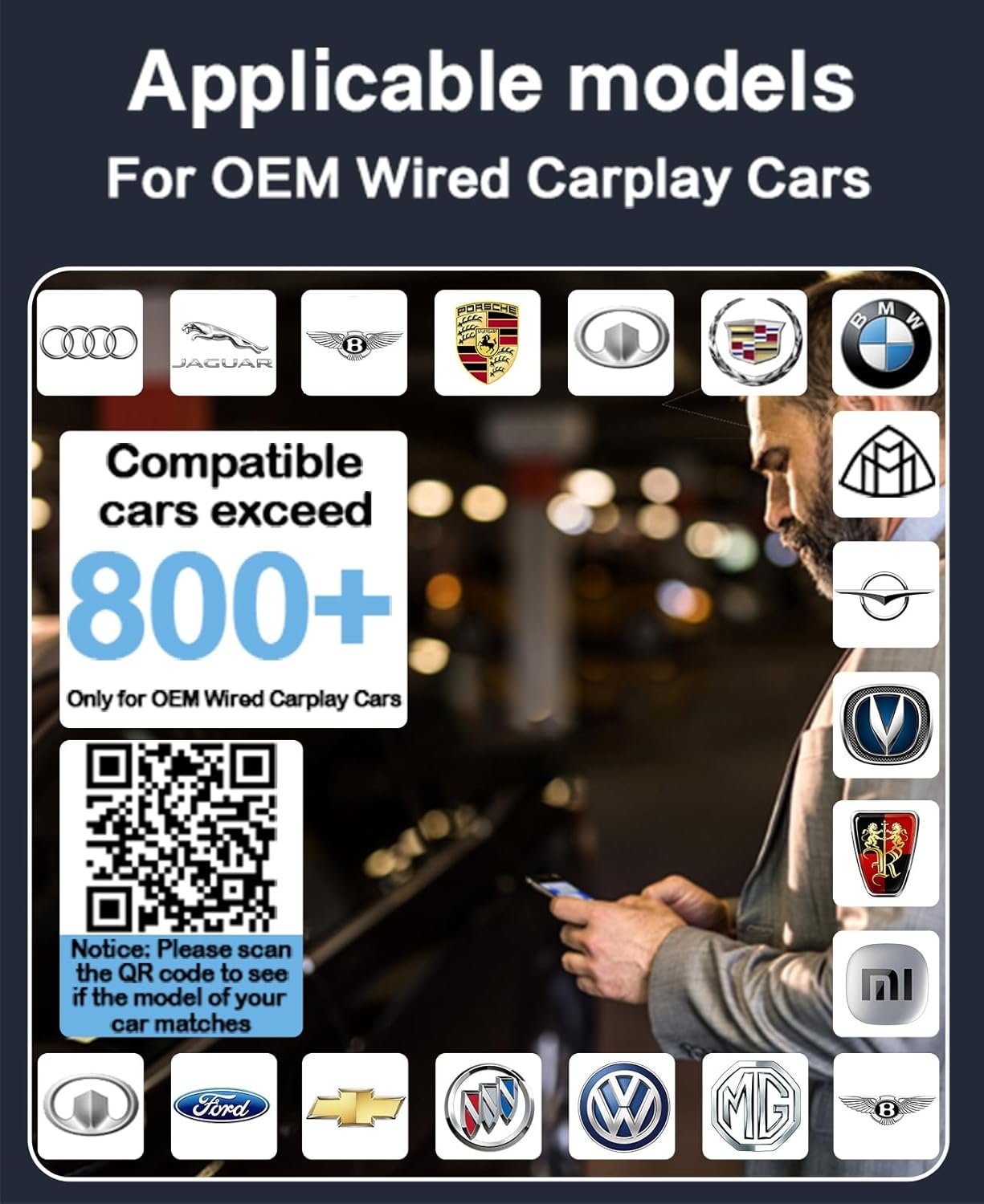 Android Auto Wireless Adapter for Factory Wired Android Auto, Easy Setup Plug & Play 2025 Upgrade Control Dongle Fit for Androi 11+ & Cars from 2017 (Black)