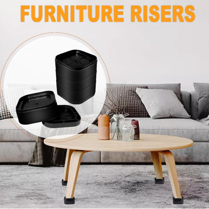 IONPSHG 12 Pack Furniture Risers Stackable Table Risers 1.38 Inch Heavy Duty Adjustable Bed Table Leg Extender Furniture Leg Risers Furniture Lifts Support for Beds Desks Sofa Tables and Chairs