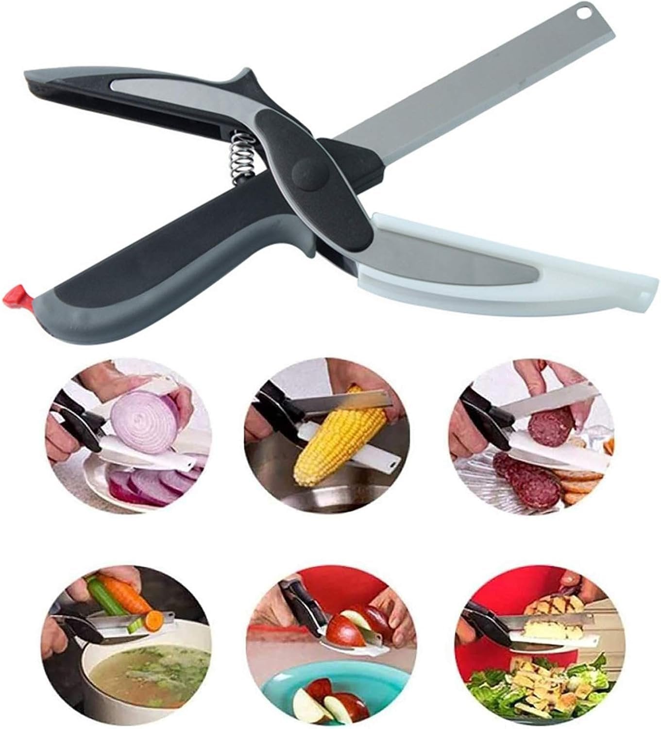 Kitchen Food Scissors,2 in 1 Smart Cutter Multifunction Stainless Steel Kitchen Shears for Vegetables Fruits Chopper,Food Scissors,Vegetable Slicer