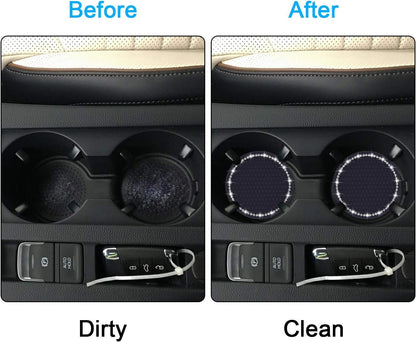 Bling Car Coasters, Wisdompro 4 Pack PVC Car Cup Holder Insert Coaster - Anti Slip Universal Vehicle Interior Accessories Crystal Glitter Cup Mats for Women and Men(2.75" Diameter, Black)