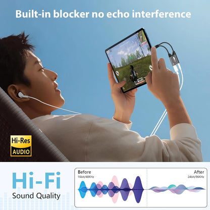 Magnetic Lightning to 3.5mm Audio Jack & Charging Adapter 2-in-1 Dual Port iPhone Dongle for Phone 14/13/12/11/X/8,iPhone Headphone Converter Splitter Fast Charge & Lossless Audio Sync