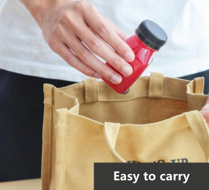 10pcs 4oz Plastic Juice Bottles with Caps Clear Bottles with Label, Funnel and Brush, Bulk Beverage Drink Containers for Mini Fridge, Juicer Shots, Small Water, Milk