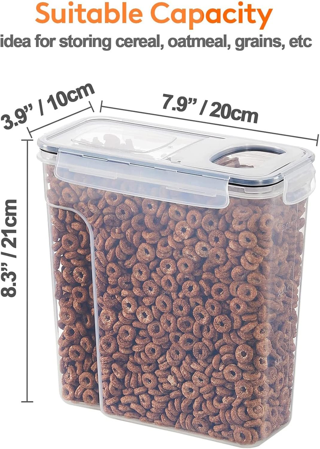 MOTYYA 2.5L Cereal Storage Container Set, 4pcs Airtight Dry Food Storage Canisters with Flip-Top Lids for Kitchen Pantry Organization,Oats,Flour,Sugar,BPA Free, Cereal Dispenser with Label Stickers